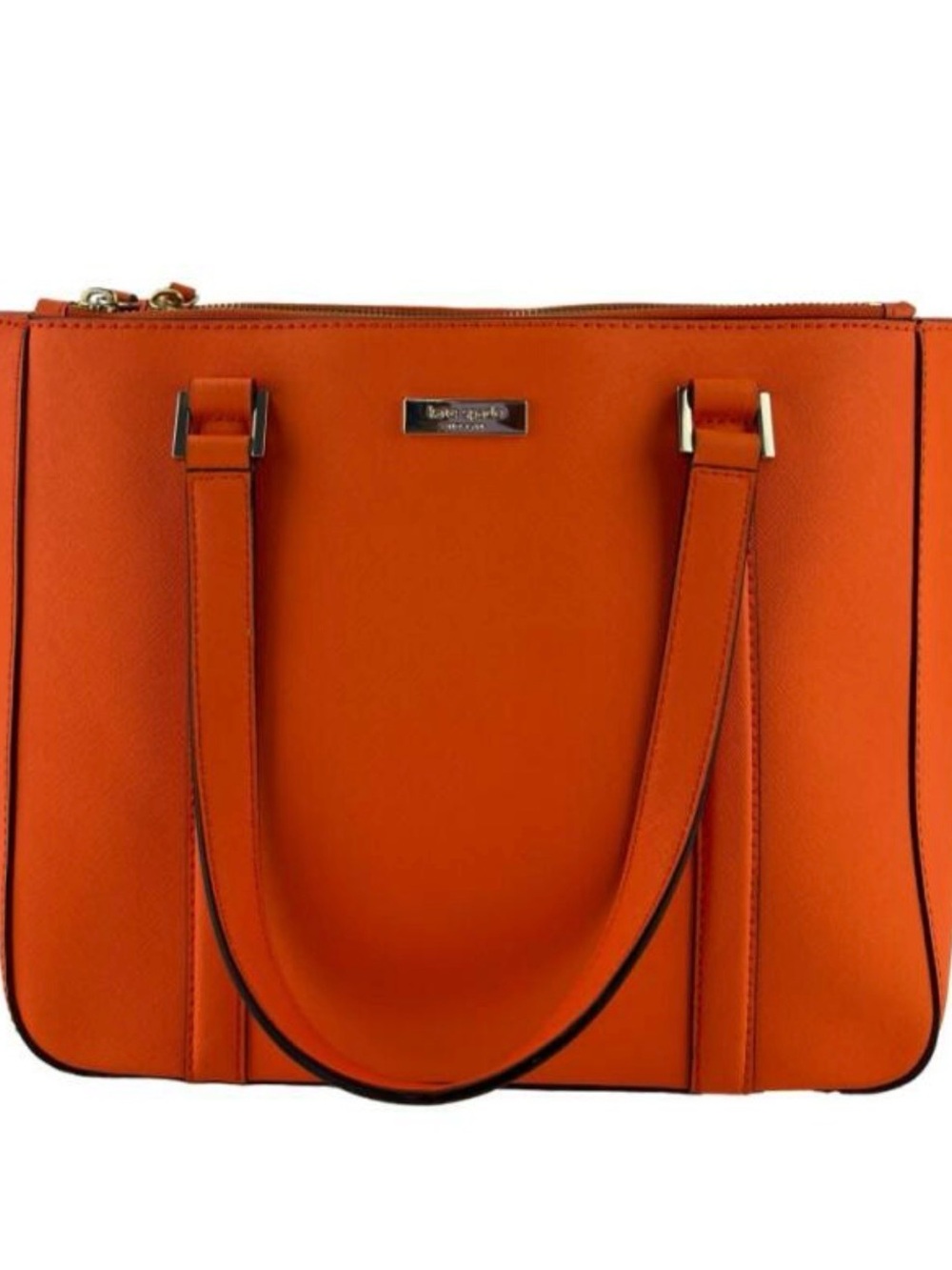 kate spade Orange Structured Tote with Gold Accents